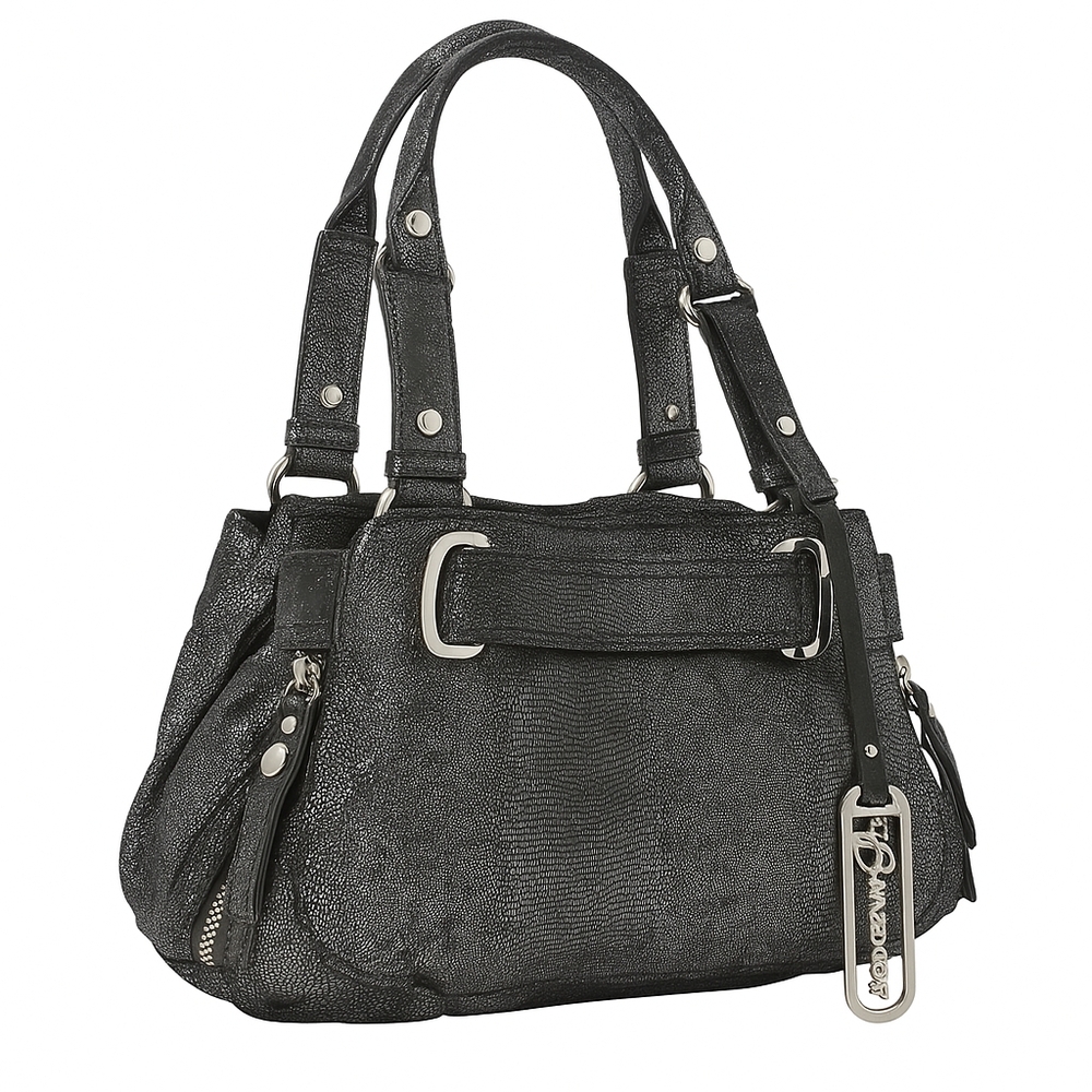 B. Makowsky Black Shimmer Leather Handbag